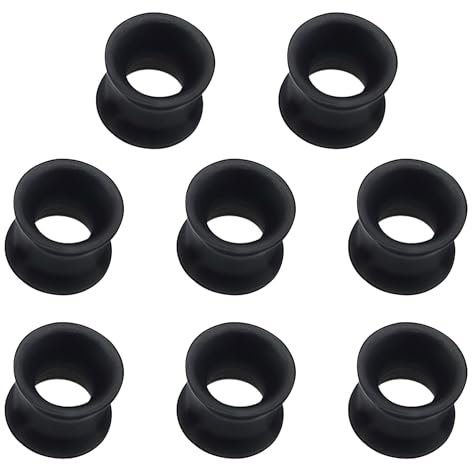 KLINNA 4 Paar Silikon Ohr Tunnel Set Schwarz Double Flared Flesh Plug Piercing Expander 12mm Ohr Expander Extra Weich & Leicht, Expander Piercing für Männer Frauen