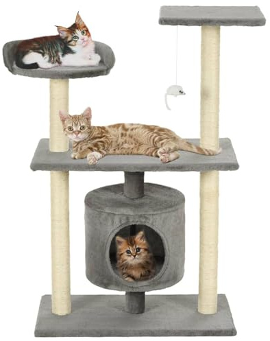 Tidyard Rascador para Gatos con Casa y Juguete Colgante - Múltiples Alturas, Felpa Suave, 70x45x95 cm