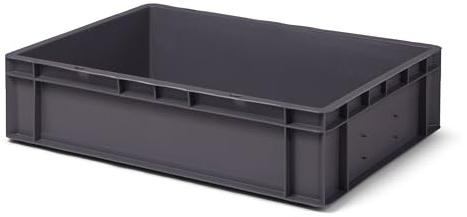1a-TopStore Eurobehälter | Stapelkiste | Lagerbehälter | Kunststoff- und Transportbox | über 23 Größen | viele Farben | lebensmittelecht & aus robustem PP (Grau, 60x40x14,5 cm)