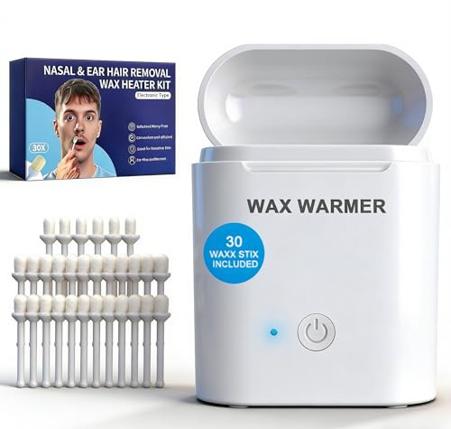 Nasenhaarentferner, Nasenhaar Wachs Set mit 30 Wachs-Sticks zur Entfernung von Nasen, USB-Schnellwärmung, Mini Wachswärmer für Männer & Frauen, Sicherer Ohren- & Nasenhaarentferner
