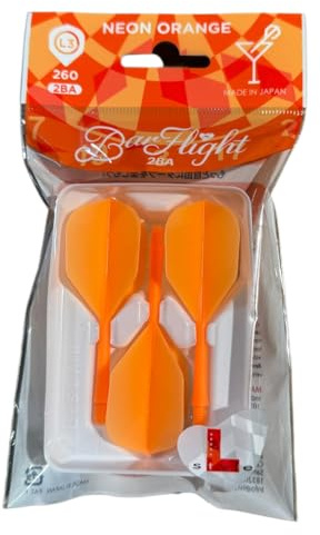 L-style BarFlight 2BA Dart Flight mit integriertem Schaft - L3 Form - 26mm (260) - Neon Orange - 1 Set (3 Flights)
