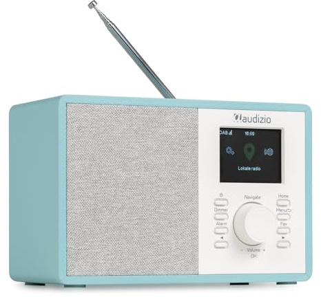 Audizio Cosa WLAN Internetradio klein - DAB+ Digitalradio mit Bluetooth - Kompaktes Küchenradio, Radiowecker, Farbdisplay & Kopfhöreranschluss - Blau Retro