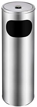 Standaschenbecher mit Mülleimer Edelstahl 58cm 18L Silber