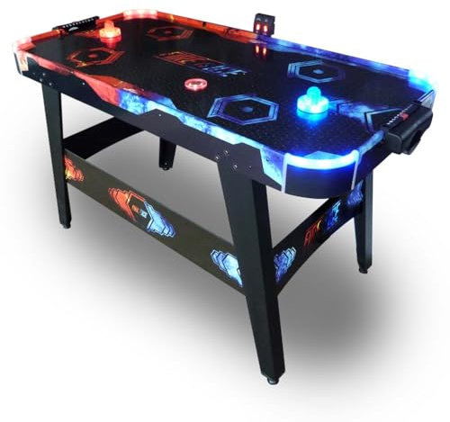 Carromco Airhockey Spieltisch Fire & Ice groß, Air Hockey Kinder/Erwachsene, Airhockey Tisch LED mit Luft 146x71x82 cm, für 2 Spieler ab 6 Jahren inkl. LED-Airhockey Pusher & Pucks