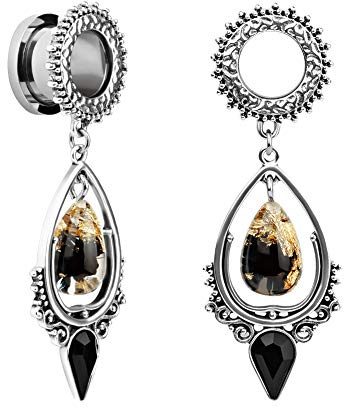 KUBOOZ 1 Paar Wassertropfen Vintage Anhänger Edelstahl Ohrstöpsel Tunnel Messgeräte Keil Piercings