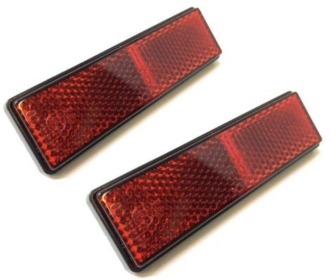 2x Reflektor 94x28mm Rot mit Gewindebolzen M5 - E-geprüft – Katzenauge mit M5x12mm Bolzen – Rückstrahler Reflektoren passend für Anhänger, Mofa, Roller, Motorrad