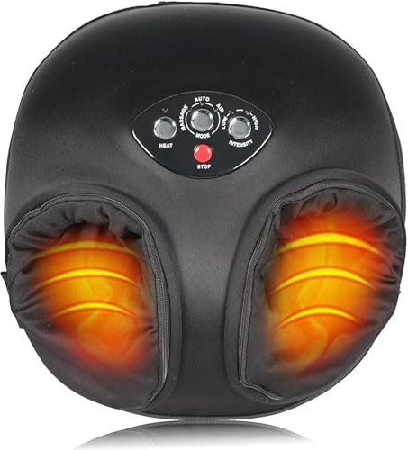 FISHTEC Uppvärmd fotmassageapparat - Shiatsu uppvärmd massageapparat - elektrisk fotmassageapparat värmefunktion - 2 typer av massage - justerbar massageintensitet - tvättbart överdrag - svart