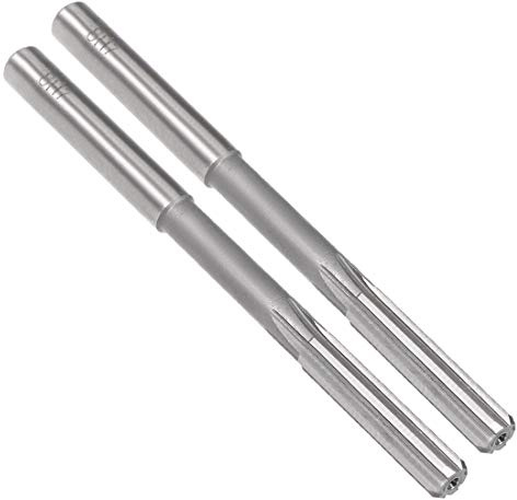 sourcing map Chucking Reamer 8mm, H7 HSS Lathe Machine Reamer 6 Straight Flutes, Round Shank Milling Cutting Tool, Metric Reaming Drill Bit for Stainless Steel Metal Hole, 2pcs