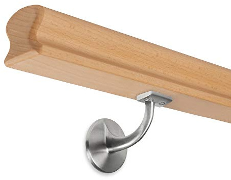 Handlauf Buche lackiert - 55x50mm - Omega inkl. Halter mit Stockschraube (150 cm)