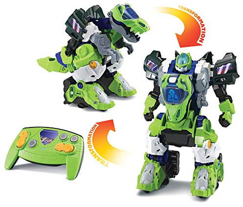 VTech - Switch & Go Dinos, Maxi Dinosaurier mit Geräusch, Ferngesteuerter Furio, der Mega T-Rex Roboter, 2-in-1-Spielzeug, umwandelbar mit 1 klick, Geschenk für Kinder ab 4 Jahren – Inhalt auf