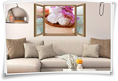 Medianlux Wand-Tattoo Wand-Bild Fenster SPA Wellness Kerze Orchideen Erholung Entspannung Aufkleber Folie Deko Wohnzimmer Küche Folie Digitaldruck, 120x78cm wb22wb622-126328