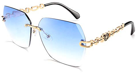FEISEDY Randlose Sonnenbrille Damen Groß Brille ohne Rahmen B2567
