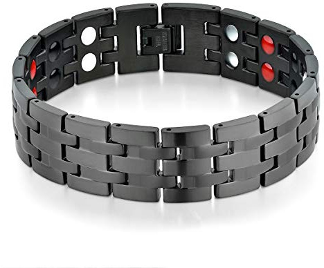JewelryWe Schmuck Magnetarmband Herren Magnet Therapie Edelstahl Groß Schwer Breit Glieder Link Armband Gesundheit Armkette Armreif für Männer Vatertag Geschenk