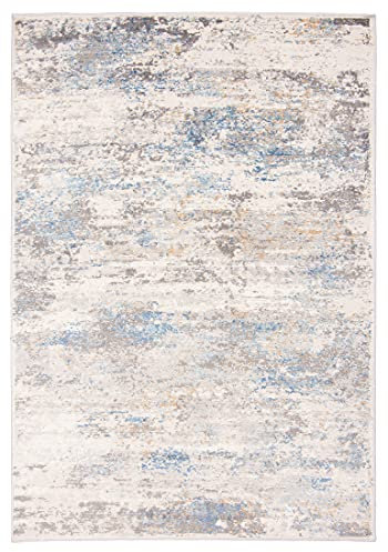 Carpeto Rugs Abstraktes Vintage Designer Teppich - Kurzflor - Weich Teppich für Wohnzimmer, Schlafzimmer, Esszimmer - ÖKO-TEX Wohnzimmerteppich - Teppiche - Beige Blau - 140 x 200 cm