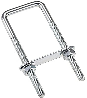 sourcing map 1 Stück Vierkant U-Bolzen 1-5/8(40mm) Innenbreite 120mm Länge Kohlenstoffstahl M8 Bügelschraube mit Muttern, Rahmenplatte, runde Unterlegscheiben