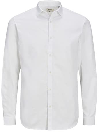JACK & JONES Jprblacardiff Shirt L/S Noos Haut à Manches Longues, Blanc, L Homme