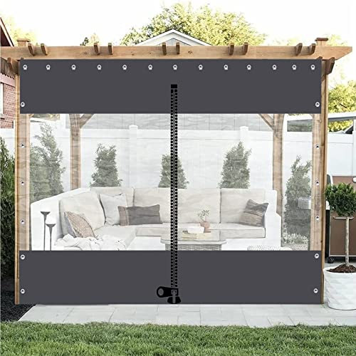 AMDHZ Pergola Waterproof Side Panels Transparent Outdoor Weatherproof Curtains Plastic Tarpaulin for Terraces with Eyelets, Customizable (Color : Clear gray B, Size : 3x2.50m)