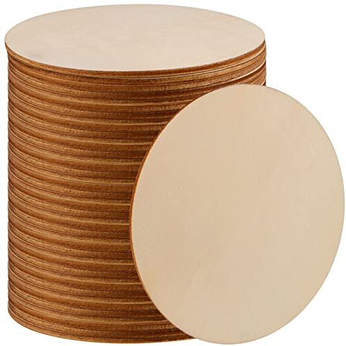 MANCHAP 100 Pcs 10cm/4 Inch Craft Wooden Circles, 2.5mm Thick Unfinished Wooden Discs Round Wood Blank for Crafts, Painting, DIY