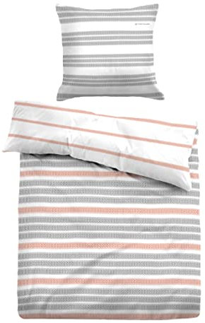TOM TAILOR 0067650 Bettwäsche Garnitur mit Kopfkissenbezug Baumwoll Satin - BONO 1x 135x200 cm + 1x 80x80 cm, stone