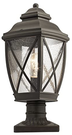 Licht-Erlebnisse Sockelleuchte Garten Terrasse 46 cm Aluminium Glas IP44 in Bronze antik E27 Wegeleuchte außen