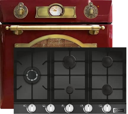 Kaiser Gas Herd Set EH 6355 RotEm + KCG 9387 Turbo, Elektro Backofenset, Autark, 79L, Einbau Backofen, 8 Funktionen + Glaskeramik Gaskochfeld 90 cm, WOK, Gas Herd, Propan/Erdgas/Fl.Gas