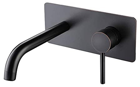 Rubinetti per lavabo da Incasso a Parete Neri a Scomparsa Rubinetti per lavabo a Parete per lavabo Corpo in Rame Pieno Rubinetto per Acqua Calda e Fredda Rubinetto per Cucina Moderna Little Surprise
