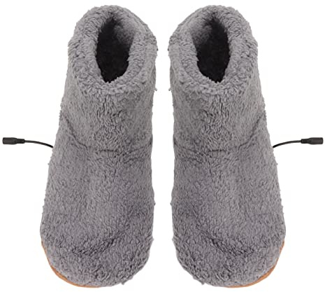 Fockety Beheizter Fußwärmer, Warme, Atmungsaktive, rutschfeste Flanell-Elektroheizschuhe, Beheizbare Hausschuhe, USB-Aufladung, Beheizbare Unisex-Stiefel Halten die Füße Warm,