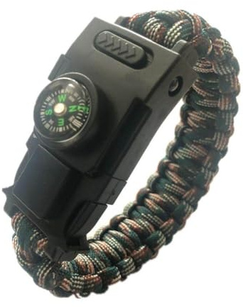 Wudaizhi 1pcs Herramientas De Sobrevivir Survival Whistle Hebilla Multifunción Pulsera Paracord Hebilla con Luz Led