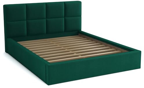 bonni Polsterbett Alaska 180x200cm Bett mit Lattenrost Doppelbett mit Bettkasten Bettgestell Holzbett Stauraumbett (Königlich Grün)
