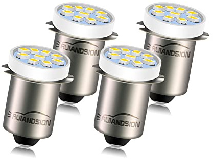 Ruiandsion P13.5S LED Flashlight Bulb Warm White 6V 2016 9SMD Replacement for 4 Cells Flashlights Torch Work Lights, Non-Polarity (Pack of 4)