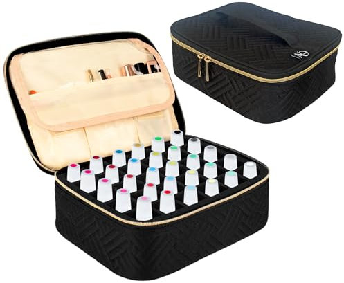OBSESSIONS BY NYDA Nail Polish Organiser Bag, Perfect Storage for 30 Bottles, Travel Storage Carry Case for Nail Polish and Accessories Fitted with Removable Foam Holder – Black