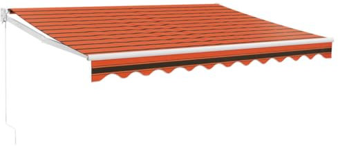 vidaXL Markise, Sonnenmarkise Einziehbar, Gelenkarmmarkise mit Kurbel, Terrassenmarkise Balkonmarkise Sonnenschutz, Orange Braun 3,5x2,5m Stoff Aluminium