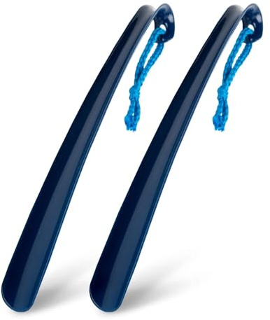 Blue Badge 43cm Shoe Horn, Extra Long Handled Navy Plastic Shoe