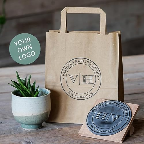 Grande timbro di gomma con logo personalizzato | Borse per il trasporto di timbri e scatole per pizza | Timbro di marca aziendale | Timbro ecologico | Timbro di sapone personalizzato