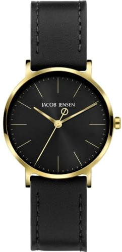 Jacob Jensen Damen-Titanuhr Quarz Schwarz/Goldfarben 175