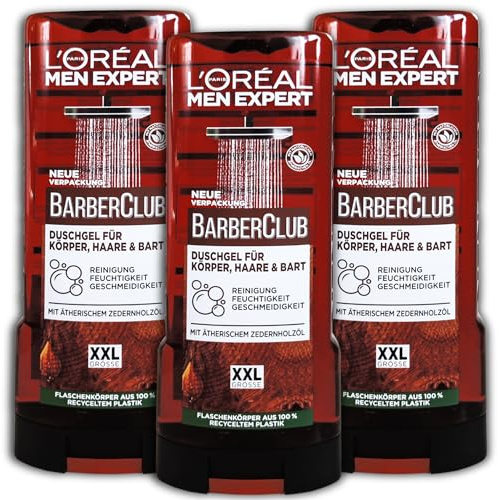 3 er Pack Men Expert BarberClub XXL Duschgel für Körper, Haare & Bart 3 x 400ml