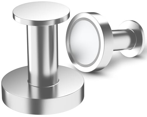 logei Calamite Ganci Senza Traccia Magneti forti 40 KG (88 Lbs) set di 2 ganci magnetici argento, magneti da frigo con supporto magnetico in stile pin per armadietti ecc.