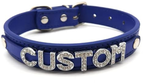 Modischer Personalisierter Namenshalsband Aus Leder Für Frauen – Sexy Königsblaue Strass-Buchstaben, Diy-Halskette, Punk, Rock, Gothic, Individuelle Buchstaben, Kragen-Halsketten, Cosplay-Schmuck