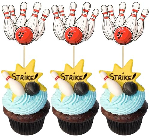 36pc Sports Theme Cupcake Toppers - Bowling, Sports Balls, Kids Birthday Party Decorations