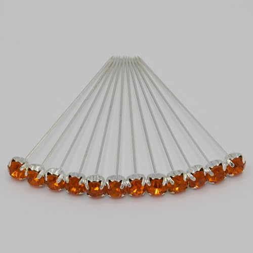 Lyxig 4 cm diamant klar diamantstift bröllopsblommor: 4 cm glittrande diamantstift: Lägg till elegans till dina hantverk och bröllop (orange, 4 mm x 12)