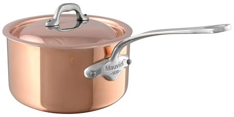Mauviel M'Heritage 150 S 1.5mm Polished Copper & Stainless Steel Sauce Pan With Curved Lid And Cast Stainless Steel Handle, 0.9-qt, Made In France