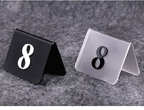 XLJLKJDS Tischnummer aus Acryl, Tischnummernschild für Hochzeitsrestaurants, Sitzplatznummern 1–25/1–50/1–100, Schwarz matt/Klar matt, Tischdekoration, stapelbare Tischnummernkarte (Farbe: Transparen