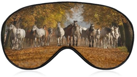 Herd Schlafmaske Arabische Pferde auf Dorfstraße mit verstellbarem Riemen, bequeme weiche Augenmaske, Schlafhilfe, lichtblockierende Augenmasken
