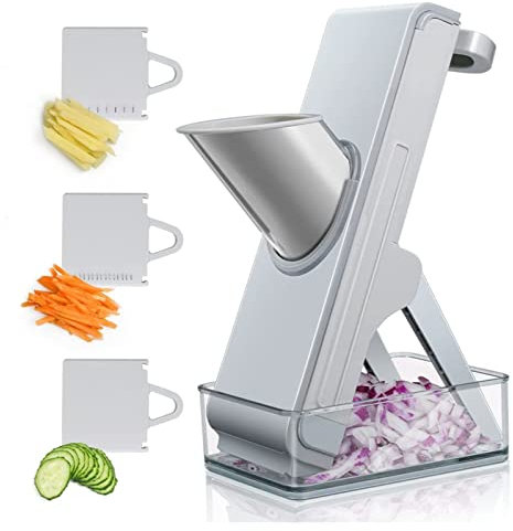 CVNIMV Mandoline and Julienne Slicer, for Potatoes,Vegetable,Meat,Onions Slicer Kitchen, Mandolin Safe Slice with Container, Thickness Adjuster Multi Blades