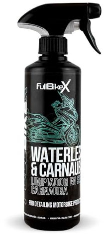 FULLBIKEX Waterless & Carnauba 500ml Cera Carnauba Líquida para Moto, Limpiador en Seco, Alto Brillo Protección Duradera, Poder Hidrofóbico Repele Agua, Producto Limpieza Detailing Profesional