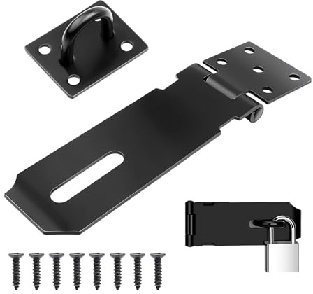 maxtachi 4 Inch Hasp and Staple Heavy Duty, Stainless Steel Door Padlock Hasp, Security Door Lock Bolt for Window Cabinet Pet Cage Crate, Door Padlock Latch Including Fixing Screw