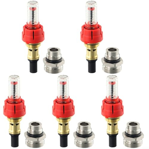 Durchflussmesser für Fußbodenheizung, DN25, Messing, 0–5 l/min, Indikator, Durchflussmesser, Fußbodenheizungsverteiler, ABS-Konstruktion, Krümmer, Durchflussregler (5 Stück)