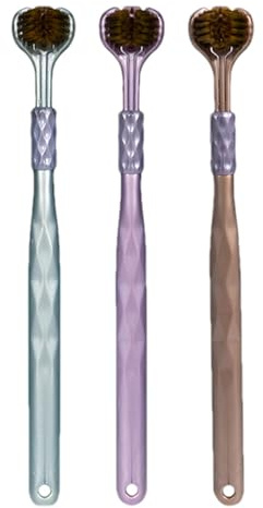 Brosse à dents 3 faces - Brosse à dents à trois têtes | Brosse à dents à poils souples 4 pièces | Brosse à dents à trois poils | Brosse à dents à 3 faces pour adultes | Brosses à dents triple action a