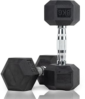 Ruster par de Mancuernas Hexagonales 8kg - Goma Resistente, Agarre Seguro