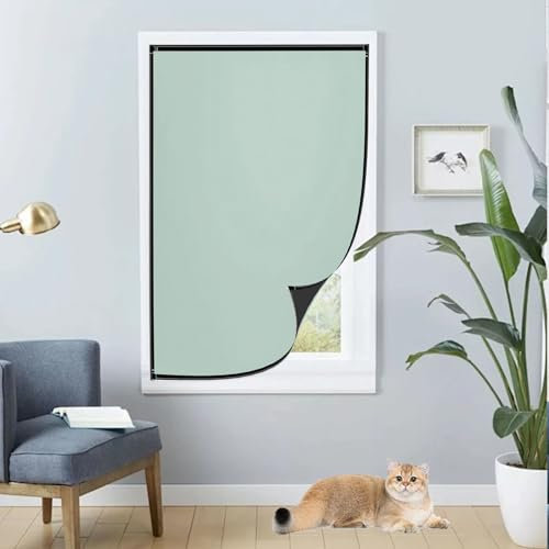 Rollos für Fenster Ohne Bohren 110 x 115 cm, Meterware, Vorübergehend, Faltbar, Robust Und Langlebig, Abdunkeln Blackout Roller Blind, Fensterrollo, mit Klettband für Auto Reisen, Grün A